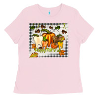 Bubblegum Pink happy fall y'all teeth Ladies Tee - TumblerDesignByShophia