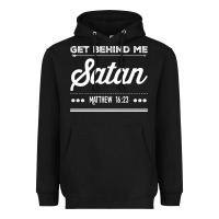 Black Get behind me Satan Matthew 1623 Quote Heavyweight Hoodie - longCreatives