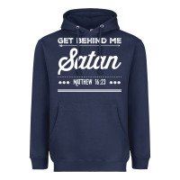 Navy Get behind me Satan Matthew 1623 Quote Heavyweight Hoodie - longCreatives
