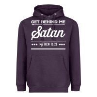 Plum Get behind me Satan Matthew 1623 Quote Heavyweight Hoodie - longCreatives