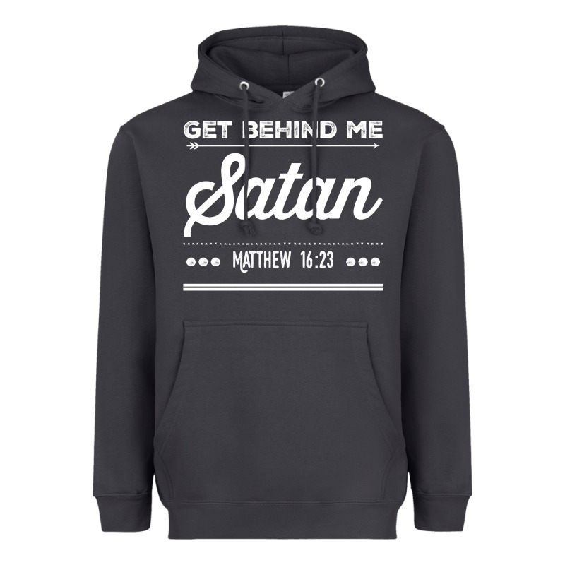Get Behind Me Satan Matthew 1623 Quote Heavyweight Hoodie by longCreatives | Teevron