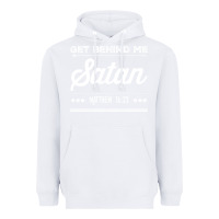 White Get behind me Satan Matthew 1623 Quote Heavyweight Hoodie - longCreatives