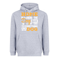 Heather Grey dog t  shirt home is where the dog hair stick funny  gift t  shirt Heavyweight Hoodie - longCreatives