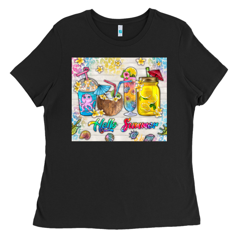 Hello Summer Coffee Cups Ladies Tee by TumblerDesignByShophia | Teevron