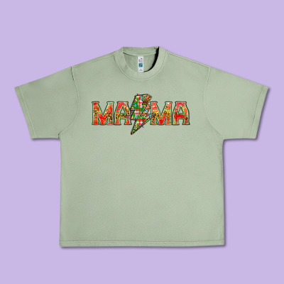 Mama Christmas Lightning Bolt Mother's Day Urban Heavy Tee Designed By Howdyjamesfarm