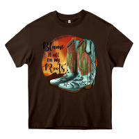 Chocolate Brown Blame It All On My Roots Heavy Core Tee - JahusDesignShop
