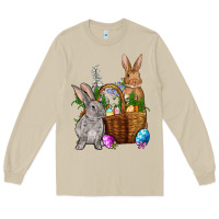 Mushroom Bunnys carrots eggs with basket easter Long Sleeve Tee - OliviaCreatesArt