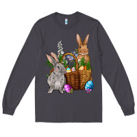 Smoke Bunnys carrots eggs with basket easter Long Sleeve Tee - OliviaCreatesArt