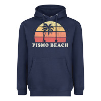 Navy Pismo Beach CA Vintage 70s Retro Throwback Design Heavyweight Hoodie - longCreatives