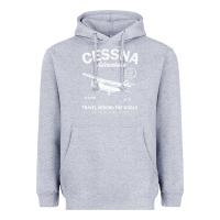 Heather Grey cessna distressed Heavyweight Hoodie - longCreatives