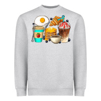 Heather Grey Breakfast Coffee Cups Heavyweight Sweatshirt - Artiststas
