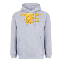 Heather Grey Navy Seals badge Heavyweight Hoodie - longCreatives