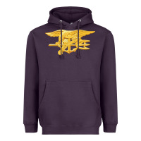 Plum Navy Seals badge Heavyweight Hoodie - longCreatives