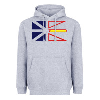 Heather Grey Newfoundland and Labrador Flag - 3 Color Heavyweight Hoodie - longCreatives