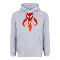 Heather Grey Mando Mythosaur Skull Sticker Heavyweight Hoodie - longCreatives