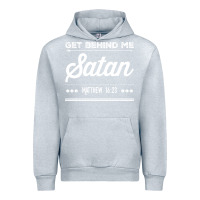 Heather Grey Get behind me Satan Matthew 1623 Quote Urban Hoodie - longCreatives