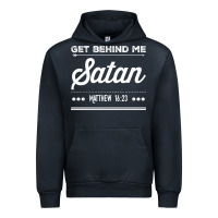 Navy Get behind me Satan Matthew 1623 Quote Urban Hoodie - longCreatives