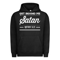 Pigment Black Get behind me Satan Matthew 1623 Quote Urban Hoodie - longCreatives