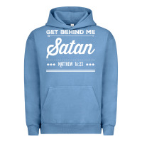 Pigment Pebble Blue Get behind me Satan Matthew 1623 Quote Urban Hoodie - longCreatives