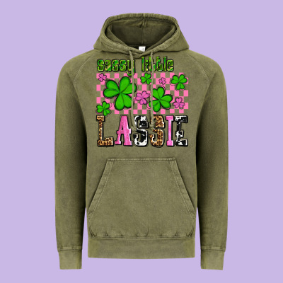 St. Patrick's Day Sassy Little Lassie Vintage Hoodie Designed By Oliviacreatesart