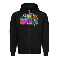 Black cowgirl mama with boots and sunflowers and cowhide Zipper Hoodie - Artiststas