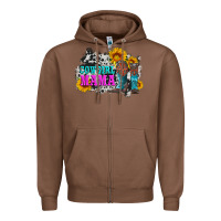 Chestnut cowgirl mama with boots and sunflowers and cowhide Zipper Hoodie - Artiststas