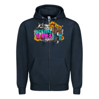 Navy cowgirl mama with boots and sunflowers and cowhide Zipper Hoodie - Artiststas