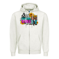 Oatmeal Heather cowgirl mama with boots and sunflowers and cowhide Zipper Hoodie - Artiststas