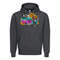Smoke cowgirl mama with boots and sunflowers and cowhide Zipper Hoodie - Artiststas