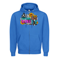 True Royal cowgirl mama with boots and sunflowers and cowhide Zipper Hoodie - Artiststas