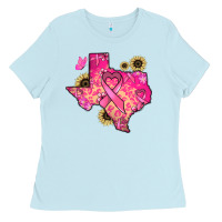Baby Blue Texas map Cancer Ladies Tee - HowdyJamesFarm