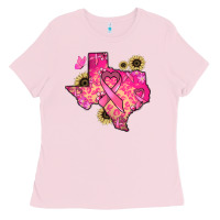 Bubblegum Pink Texas map Cancer Ladies Tee - HowdyJamesFarm