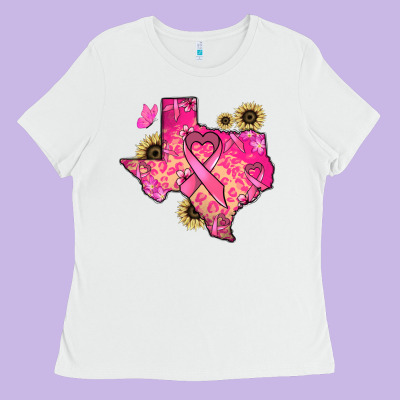 Texas Map Cancer Ladies Tee Designed By Howdyjamesfarm