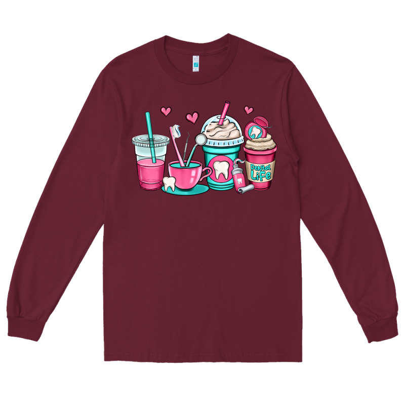 Dentist Coffee Cups Long Sleeve Tee by OliviaCreatesArt | Teevron