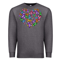 Charcoal Heather cancer ribbon heart Premium Sweatshirt - AdoDesignShop