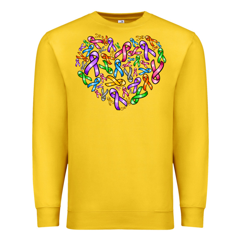 Cancer Ribbon Heart Premium Sweatshirt by AdoDesignShop | Teevron
