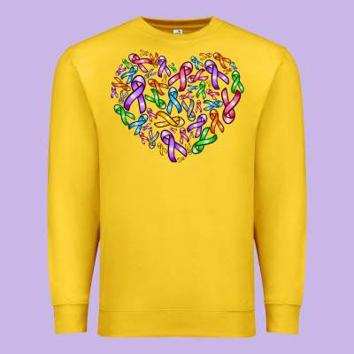 Cancer Ribbon Heart Premium Sweatshirt Designed By Adodesignshop
