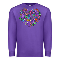 Purple cancer ribbon heart Premium Sweatshirt - AdoDesignShop