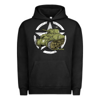 Pigment Black Sherman M4A1 WWII Army Tank History Vintage Urban Hoodie - longCreatives