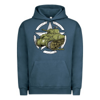 Pigment Midnight Navy Sherman M4A1 WWII Army Tank History Vintage Urban Hoodie - longCreatives