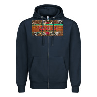 Navy western wild and floral leopard  cowhide licanse plate Zipper Hoodie - Artiststas