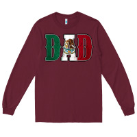Burgundy Mexican Flag Dad Long Sleeve Tee - Jasminsmagicworld