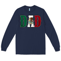 Navy Mexican Flag Dad Long Sleeve Tee - Jasminsmagicworld
