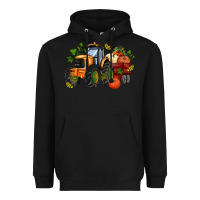 Black fall tractor with pumpkin Heavyweight Hoodie - AdoDesignShop