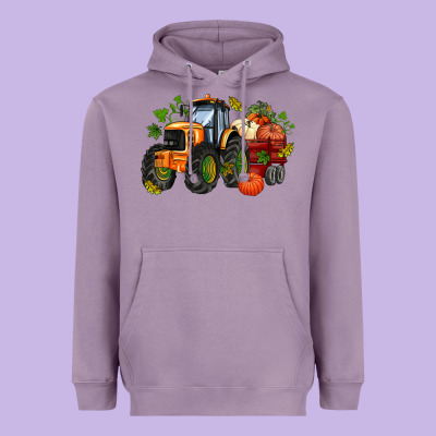 Fall Tractor With Pumpkin Heavyweight Hoodie Designed By Adodesignshop