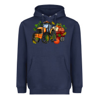Navy fall tractor with pumpkin Heavyweight Hoodie - AdoDesignShop