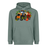 Sage fall tractor with pumpkin Heavyweight Hoodie - AdoDesignShop