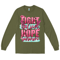 Army Green fight believe hope survive cancer awareness Long Sleeve Tee - FaDigitalArtStudio