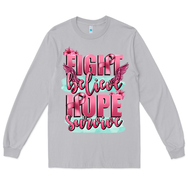 Fight Believe Hope Survive Cancer Awareness Long Sleeve Tee by FaDigitalArtStudio | Teevron