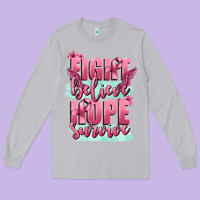 Fight Believe Hope Survive Cancer Awareness Long Sleeve Tee Designed By Fadigitalartstudio